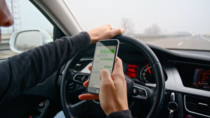 Person texting while driving