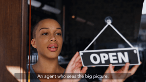 woman opening store