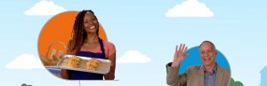 Photo of woman holding a tray of cookies