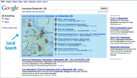 Sample of Google Local Search